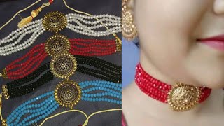 Crystal choker making at home DIY choker [upl. by Ebonee532]