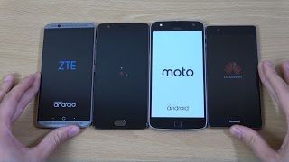 ZTE Axon 7 vs OnePlus 3T vs Moto Z Play vs Huawei P9  Speed Test [upl. by Narf]