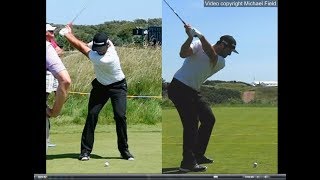 Jon Rahm golf swing  Long Iron faceon amp downtheline July 2017 [upl. by Treblig]