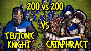 200 ELITE TEUTONIC KNIGHTS vs 200 ELITE CATAPHRACTS  AoE II Definitive Edition [upl. by Brentt]