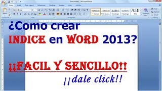 Como hacer indice en word facil y sencillo [upl. by Hasty578]