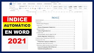 2021 Como hacer un índice automático en Word [upl. by Kath]