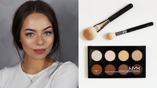 NYX CONTOUR amp HIGHLIGHT PRO PALETTE  BEAUTY ON A BUDGET [upl. by Ycnaf]