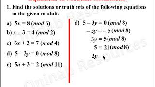 Equations in Modular Arithmetic [upl. by Aurelius]