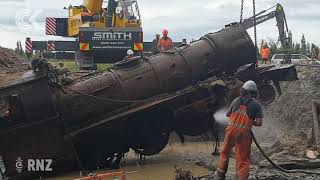 Lumsden locomotive emerges from mud after 93 years [upl. by Esinaej]