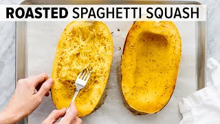 HOW TO COOK SPAGHETTI SQUASH  easy roasted spaghetti squash recipe [upl. by Belier]