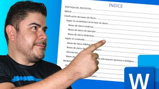 CÓMO CREAR ÍNDICE AUTOMÁTICO PARA TESIS O PROYECTOS EN WORD Tabla de contenido [upl. by Adnih23]