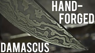 Forging A Damascus Knife Completely By Hand [upl. by Airamzul]