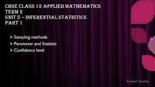 Inferential statistics Sampling Methods Unit 5 P 1CBSE Book Class 12 Applied Maths in English [upl. by Reede]