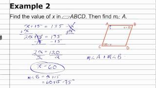 Using Properties of Parallelograms  Geometry How To Help [upl. by Otanod]