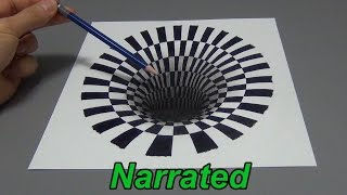 How To Draw A 3D Hole  Anamorphic Illusion Narrated [upl. by Liartnod546]