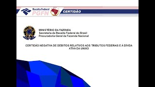 Certidão de Débitos Relativos a Créditos Tributários Federais e à Dívida Ativa da União 2020 [upl. by Nomzzaj]