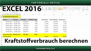 Kraftstoffverbrauch  Benzinverbrauch berechnen  Download Microsoft Excel [upl. by Onaivlis]