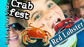 Red Lobster Dinner How to Eat Crab  Seafood Review Restaurant HobbyKidsVids [upl. by Forrest]