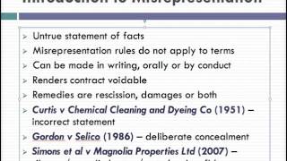 Misrepresentation Lecture 1 of 4 [upl. by Philbo]