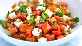 Easy Watermelon Feta Salad Recipe [upl. by Enyawd965]