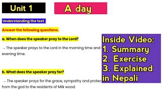 A day Poem Exercise  Class 12 English Question Answers [upl. by Nylehtak]