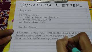 How to Write a Donation Letter for Charity Program  Writing Practices [upl. by Mendelsohn]